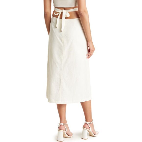 WeWoreWhat Cutout Waist Linen Blend Midi Skirt size XS - Picture 2 of 10